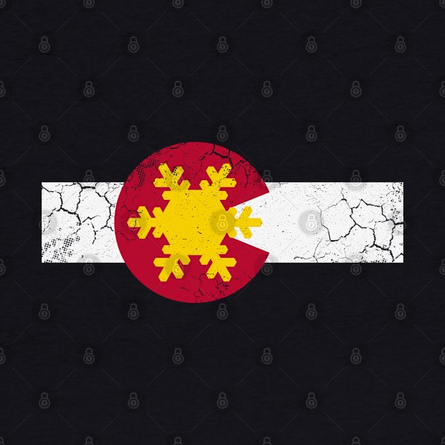 Colorado Flag Winter Snowflake Vintage Distressed by E